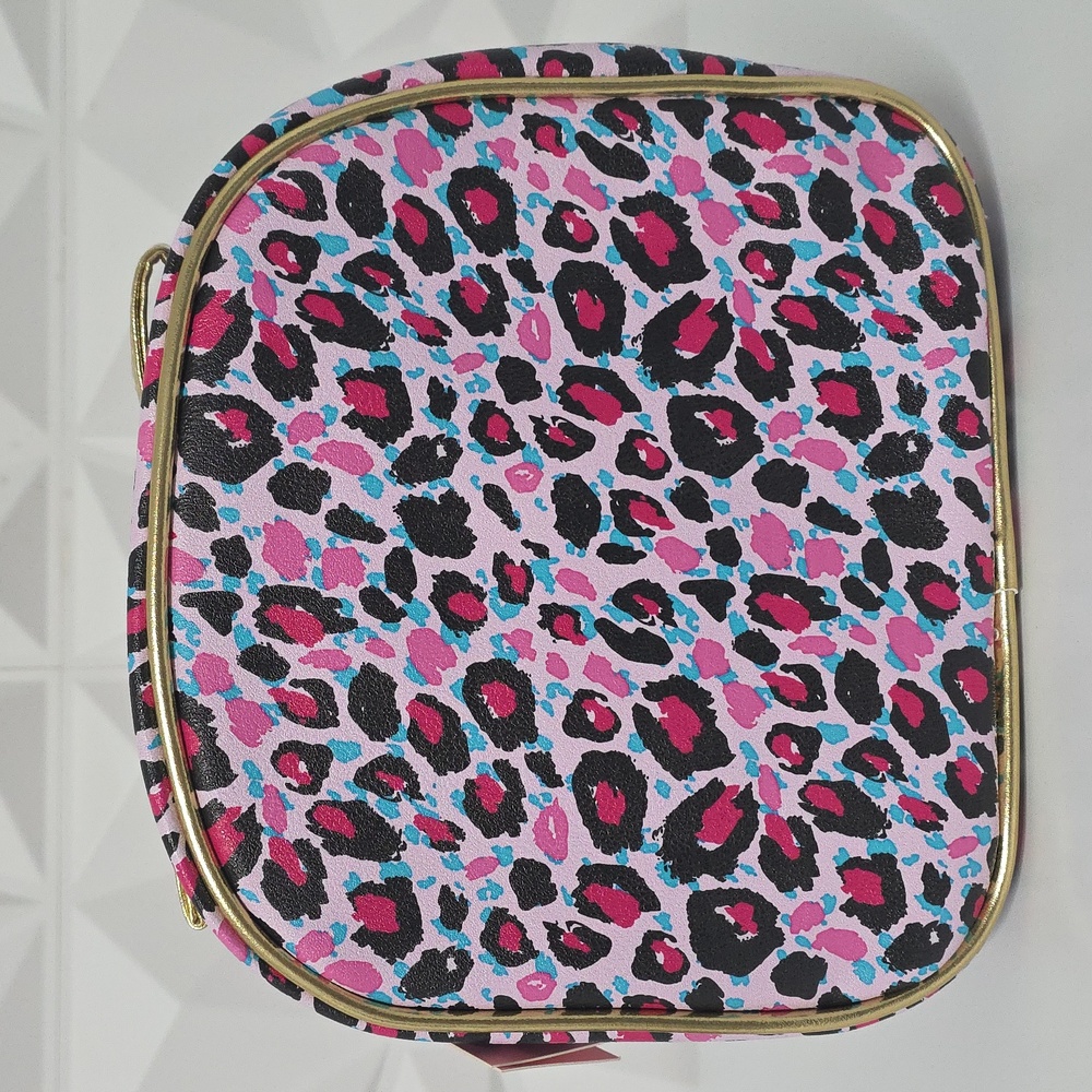 NWT Juicy Couture Pink and Gold Leopard Cosmetic Bag - Picture 3 of 6